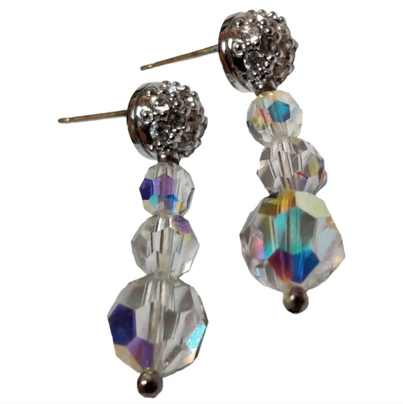 Swarovski Earrings 14K Gold Studs Swan Logo - Picture 2 of 10